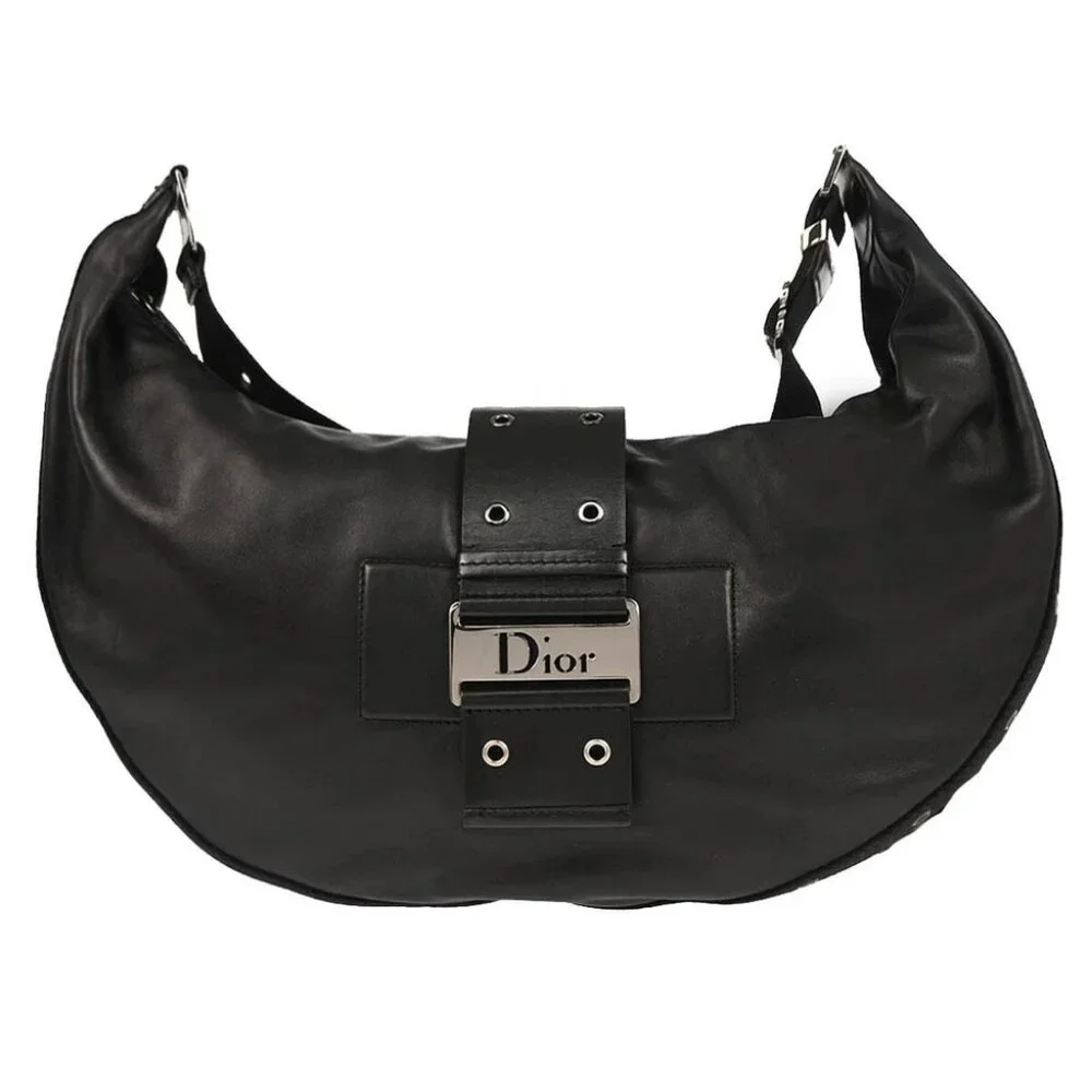 Christian Dior Black Leather Street Chic Shoulder Bag - Picture 1 of 10